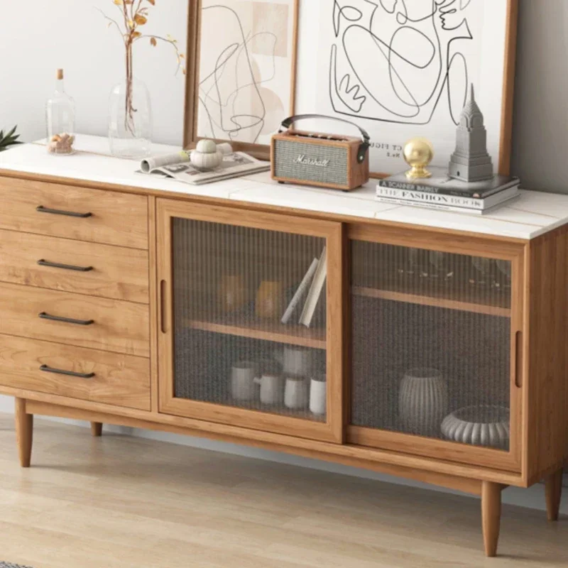 Side cabinet Solid wood tea cabinet Cherry wood living room against the wall Household cupboard Locker