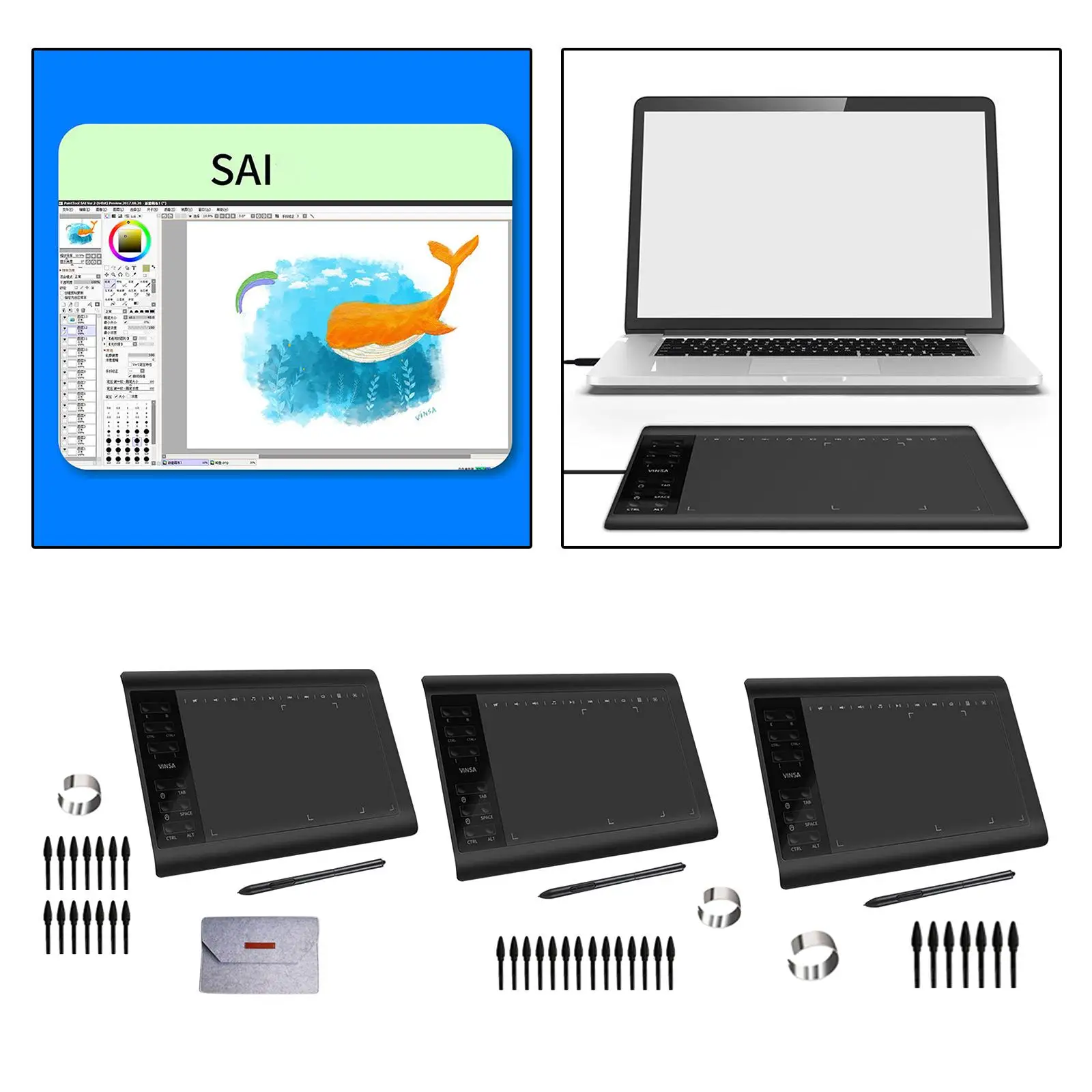 Professional Office Graphics Drawing Tablet Battery-Free Pen Notepad Gift