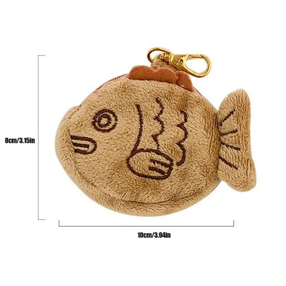 Wallet Plush Bag Mini Card Package Plush Keychain Soft Taiyaki Coin Purse Coin Purse Keychain Zipper Wallet Small Fish Purse