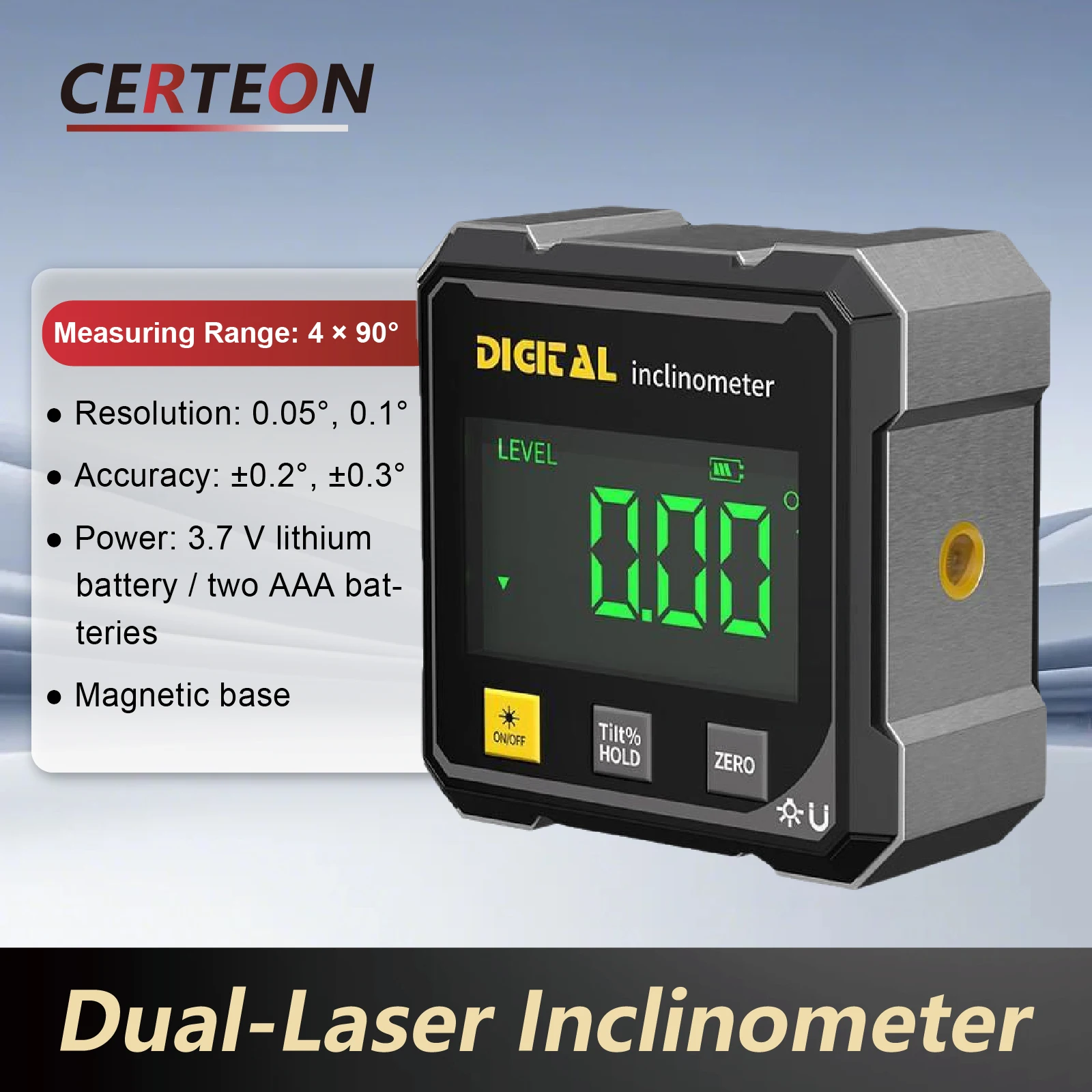 2026 hot Digital Angle Finder Laser Level Box with Dual Laser Magnetic Base Digital Inclinometer Protractor Electronic Level Too