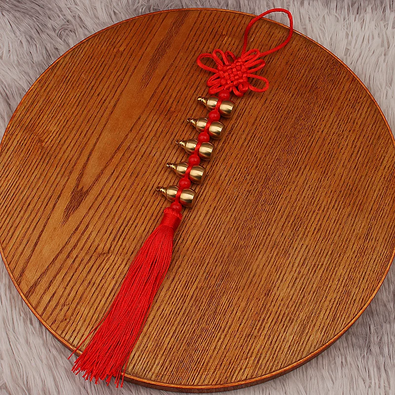 Brass Five-Child Gourd Pendant Antique Chinese Knot Eight Emperor Plum Knot Copper Gourd Red Tassel