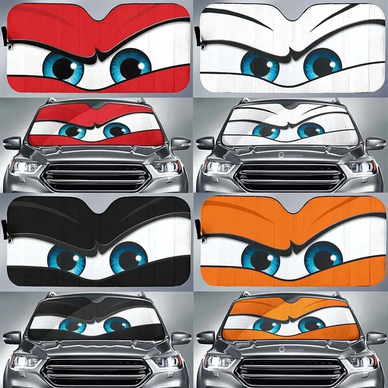 Car Solar Protection Cartoon Big Eyes Heated Windshield Sunshade Car Window Windscreen Cover Sun Shade Auto Sun Visor