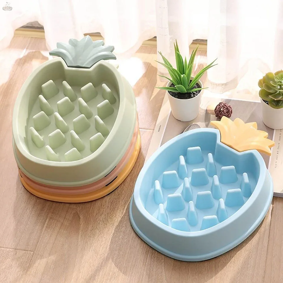 Pet Pineapple Slow Food Bowl Dog Slow Food Bowl Cat Bowl Dog Food Bowl Anti-overturning Pet Bowl Kitten Puppies Eating Bowl