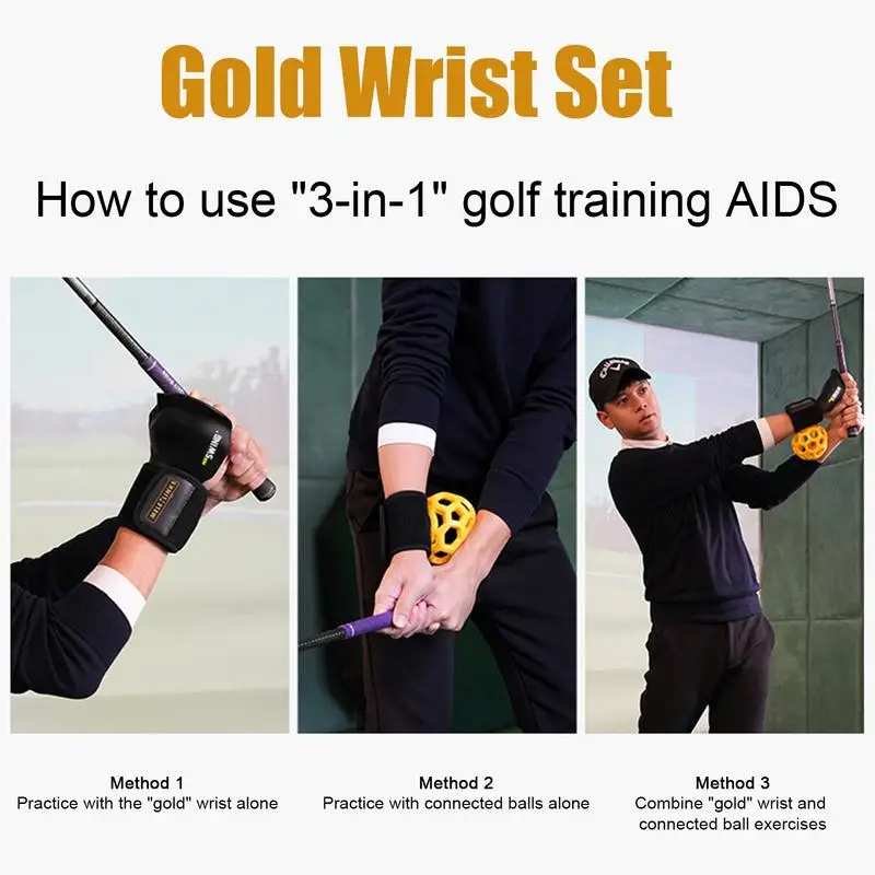 Entrenador de Swing de Golf portátil con tirantes para la muñeca, Corrector de postura de Swing de Golf, bolas de ayuda de entrenamiento, muñequera, entrenador de banda