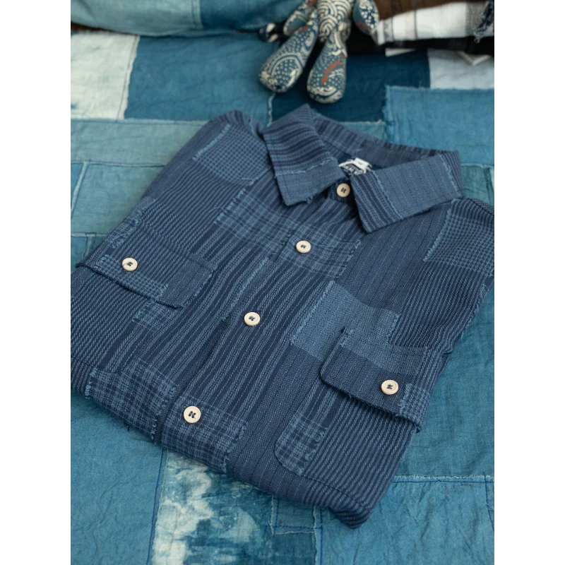 

2025SS High Street Japanese Style Patchwork Loose Casual Vintage Short-sleeve Shirt Men Women Fashion Shirts