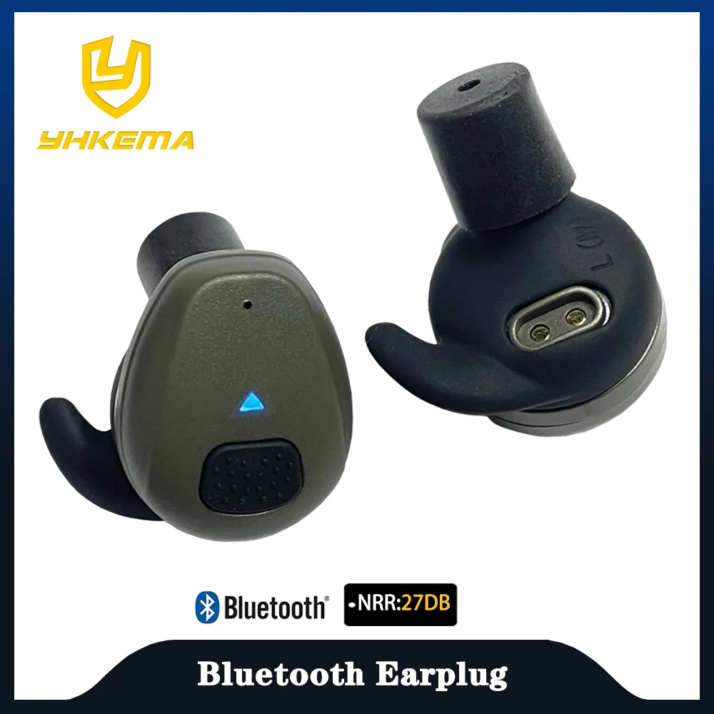 YHKEMA EB10 anti-noise earplugs rechargeable,noise reduction rating 27 NRR,for hunting shooting noise-canceling tactical headset