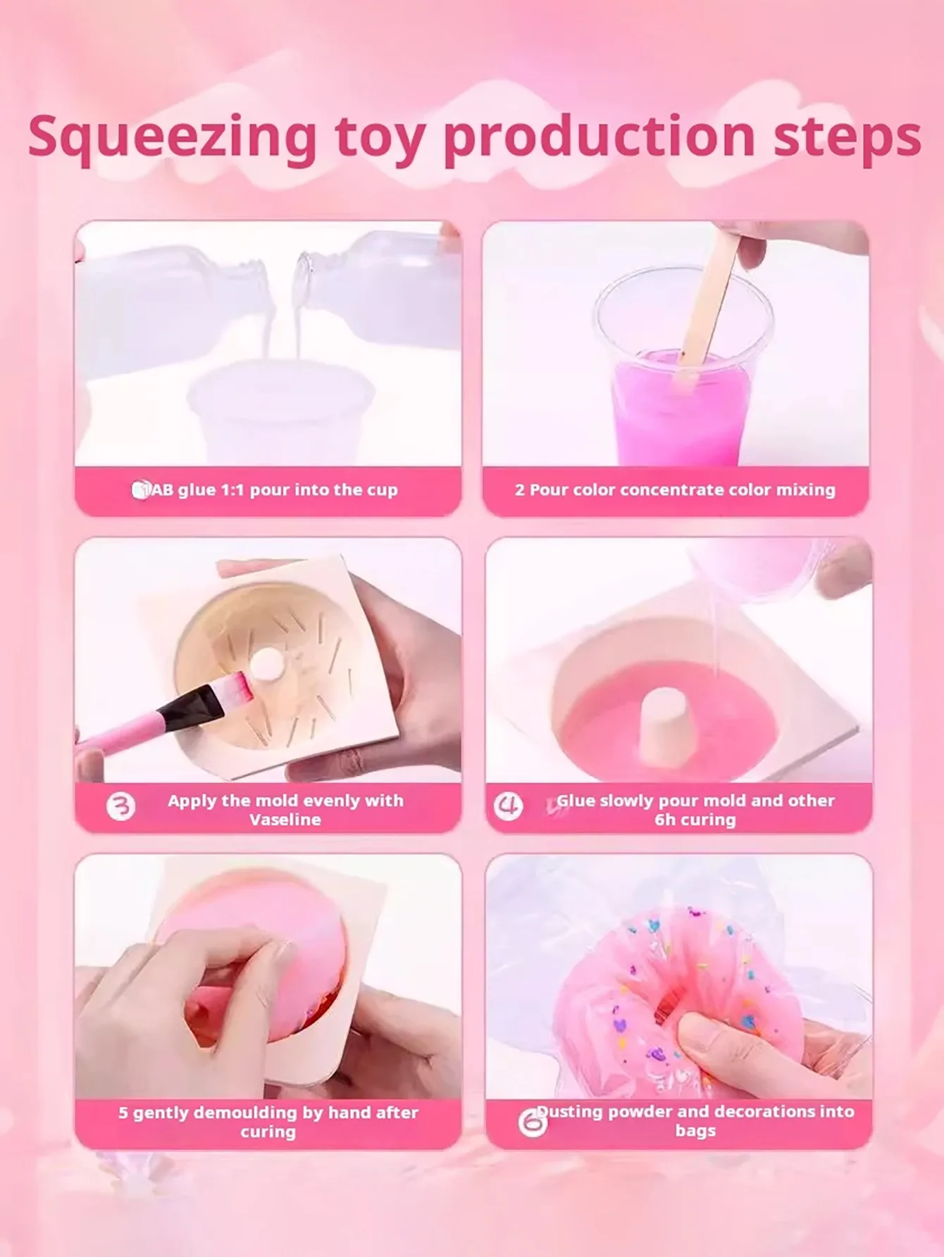 66pcs DIY Squishy Making Kit Handmade Fidget Toys Stress Relief Soft Mud Texture Squishies Set