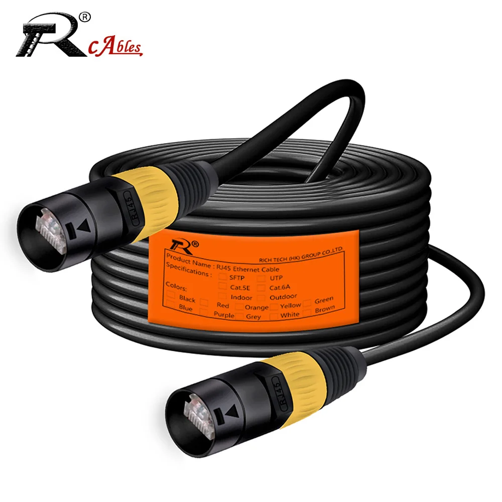 UTP/STP Waterproof RJ45 Cat.5E/Cat.6 A Indoor&Outdoor Stage Ethercon Cable Ethernet Extension Cord for Multi Network Connect Amp