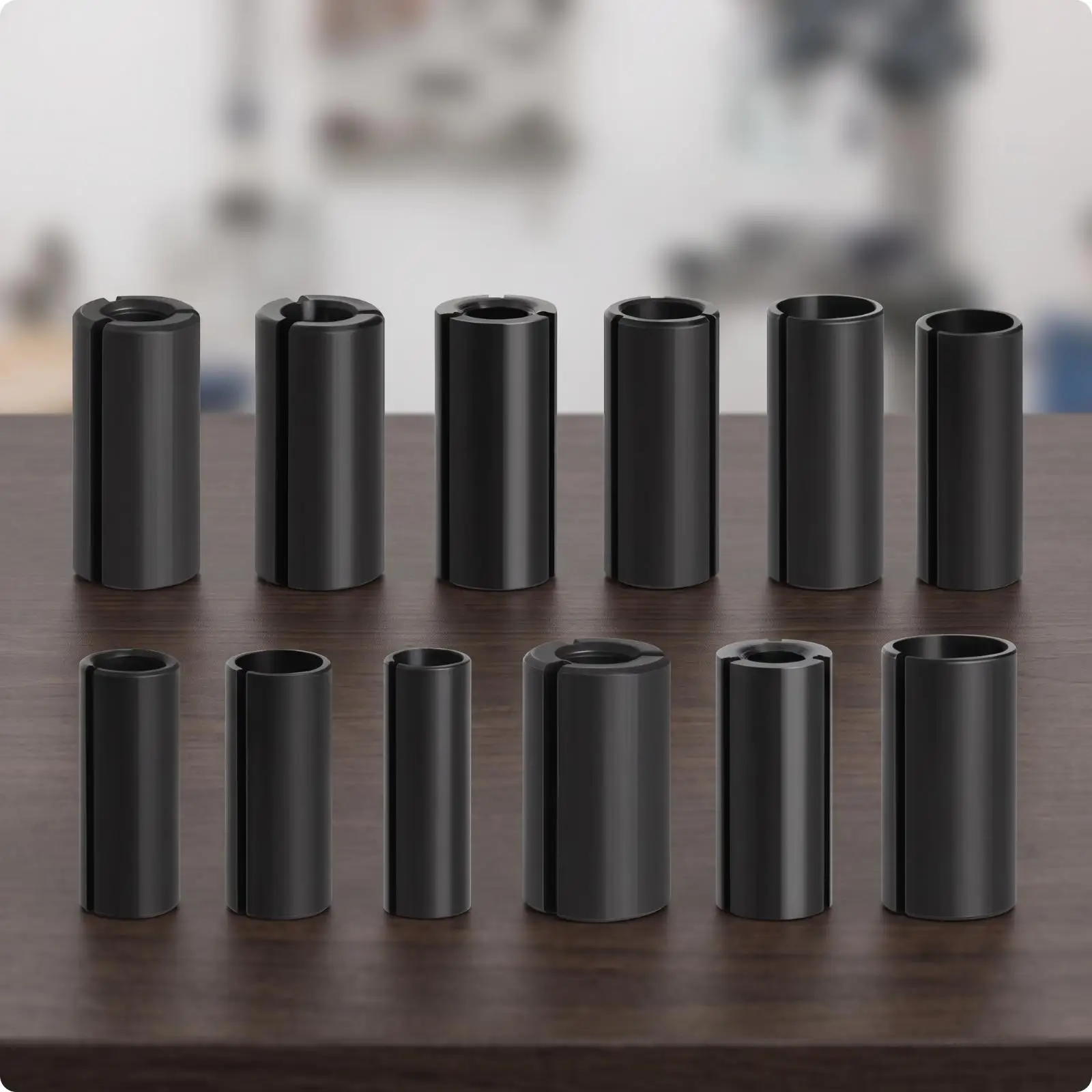 Milling Cutter Chuck Adapter Sleeve Kit 12pcs Carbon Steel Split Collet Reducer for Hand Drill Tool Compatibility