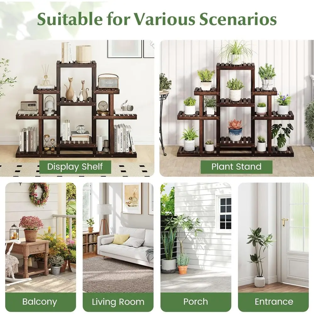 Plant Stand Indoor & Outdoor, 6 Tier Wood lower Pot Stand or Multiple Plants, Plant Holder Display Rack, Ladder Storage Rack Pla view 5
