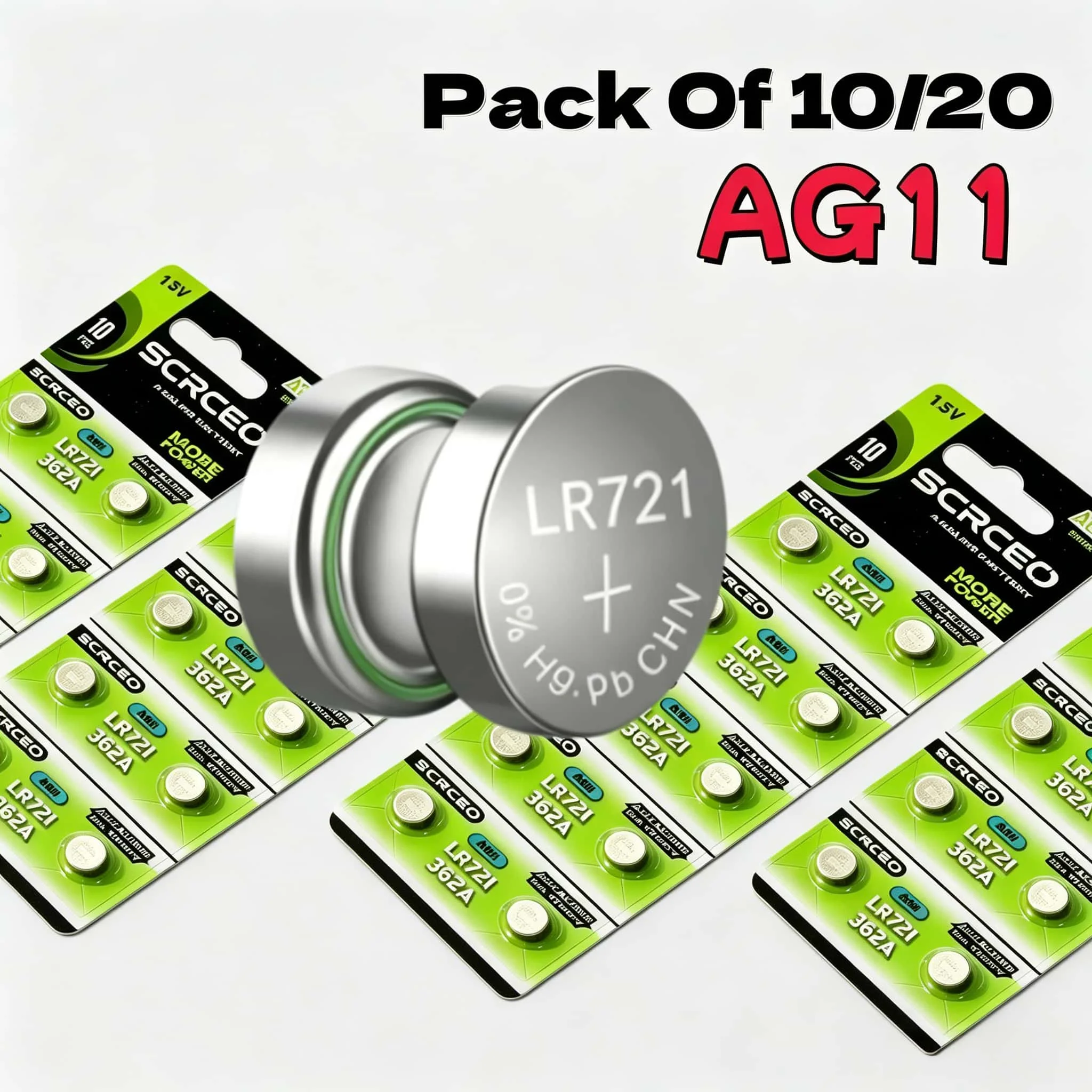 10-20PCS 1.55V AG11 18mAh Button Battery SG11 LR58 SR58 162 361 362 LR721 SR721 SR720 L721F Cell Coin Watch Toys Remote Battery