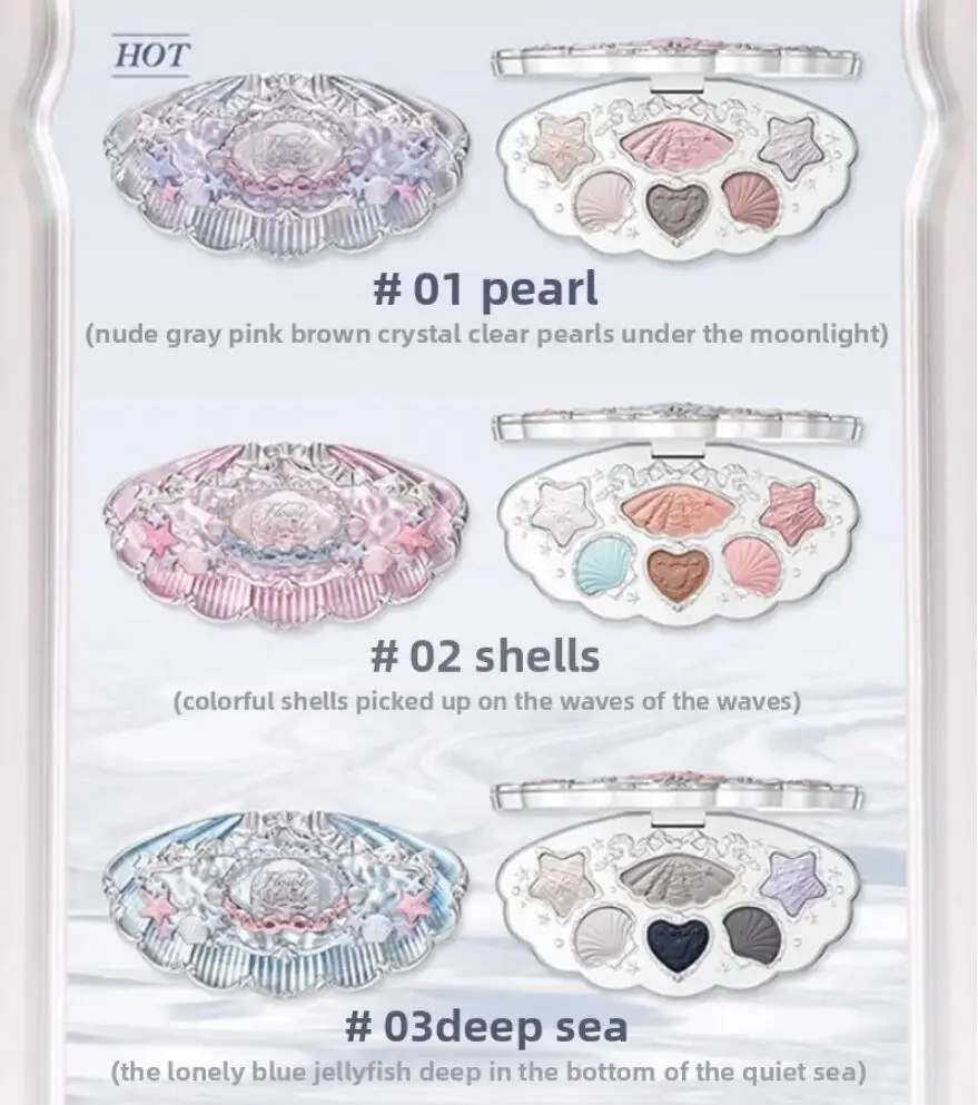 Flower Knows Shells Pearl Eyeshadow Essence Lip Honey Blush Cheek Makeup Front Ocean Gift Box Makeup Kit Full Professional