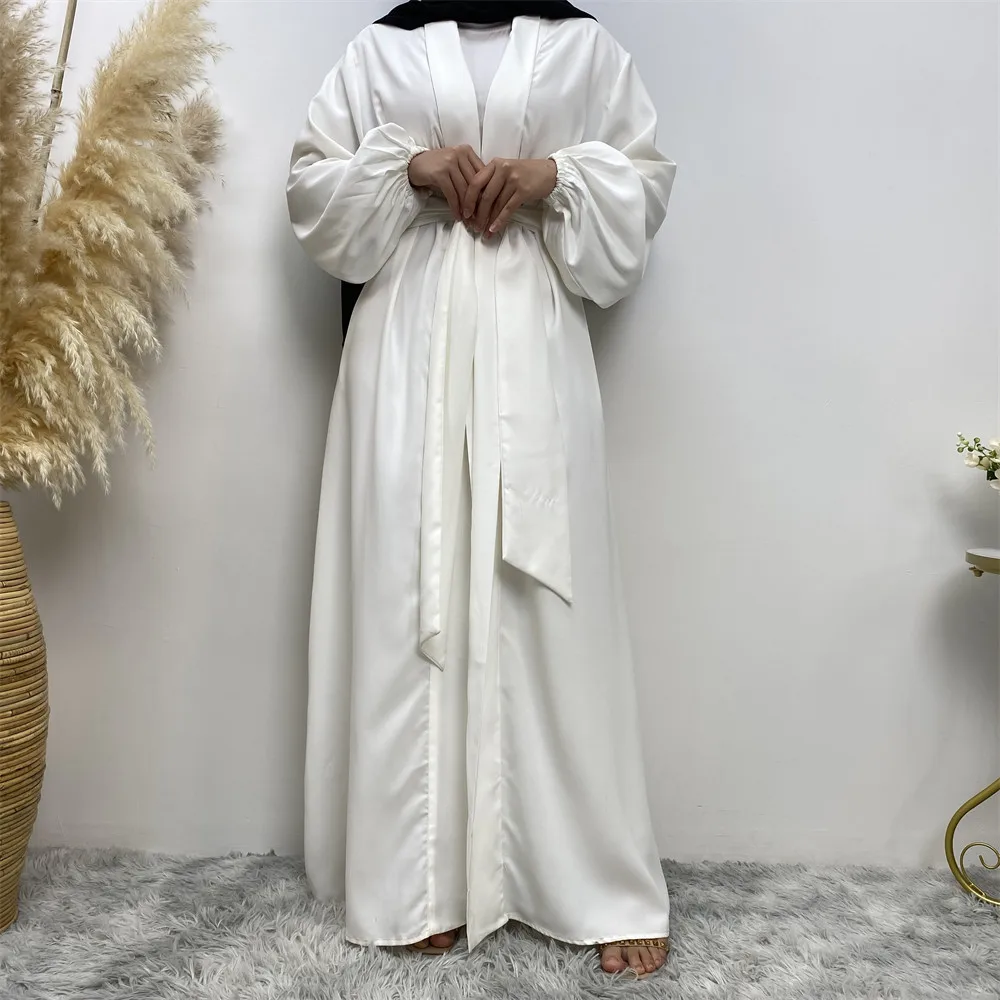 ผู้หญิงมุสลิมเจียมเนื้อเจียมตัว Abayas Eid Ramadan กิโมโนเสื้อสเวตเตอร์ถักดูไบตุรกี Kaftan เสื้อผ้าอิสลาม Femme Musulman เปิด Abaya ชุดยาว