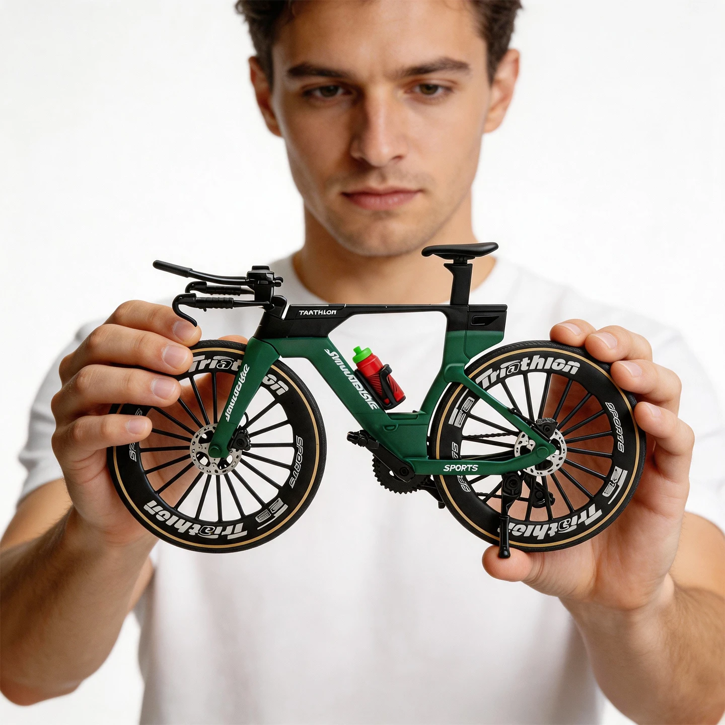 Simulation Triathlon TT Racing Bike Alloy Model 1:8 Scale, Mini Diecast Bicycle Toy, Creative Birthday Gift for Cycling Enthusia