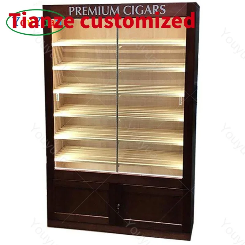 (customized)cigar humidor cabinet Pharmacy wood showcase designs medical store decoration cedar wood display box cigar