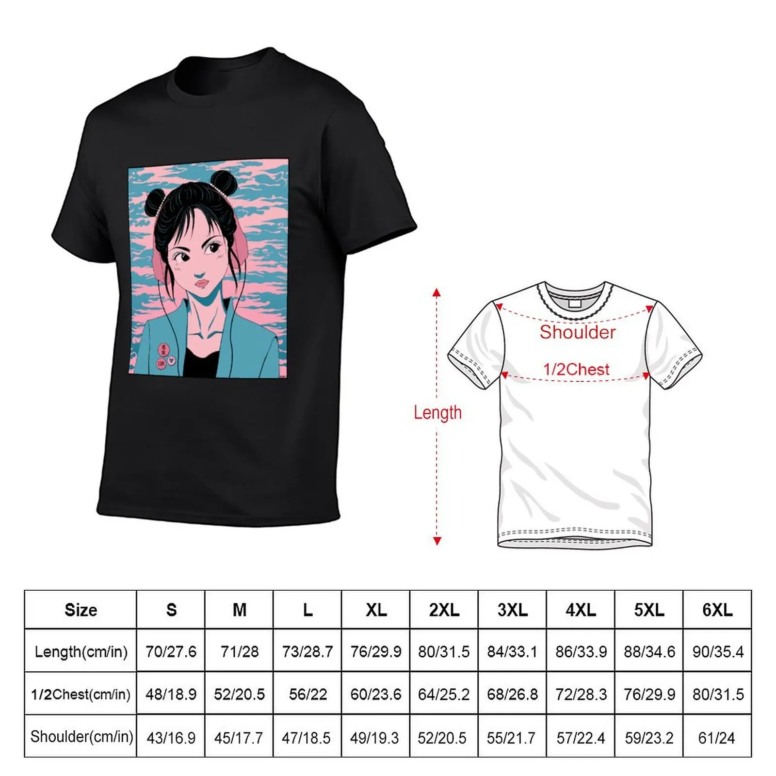 LOFI GIRL PINK AND BLUE MOOD T-Shirt Blouse customs graphic tee shirt new edition Men's t-shirts