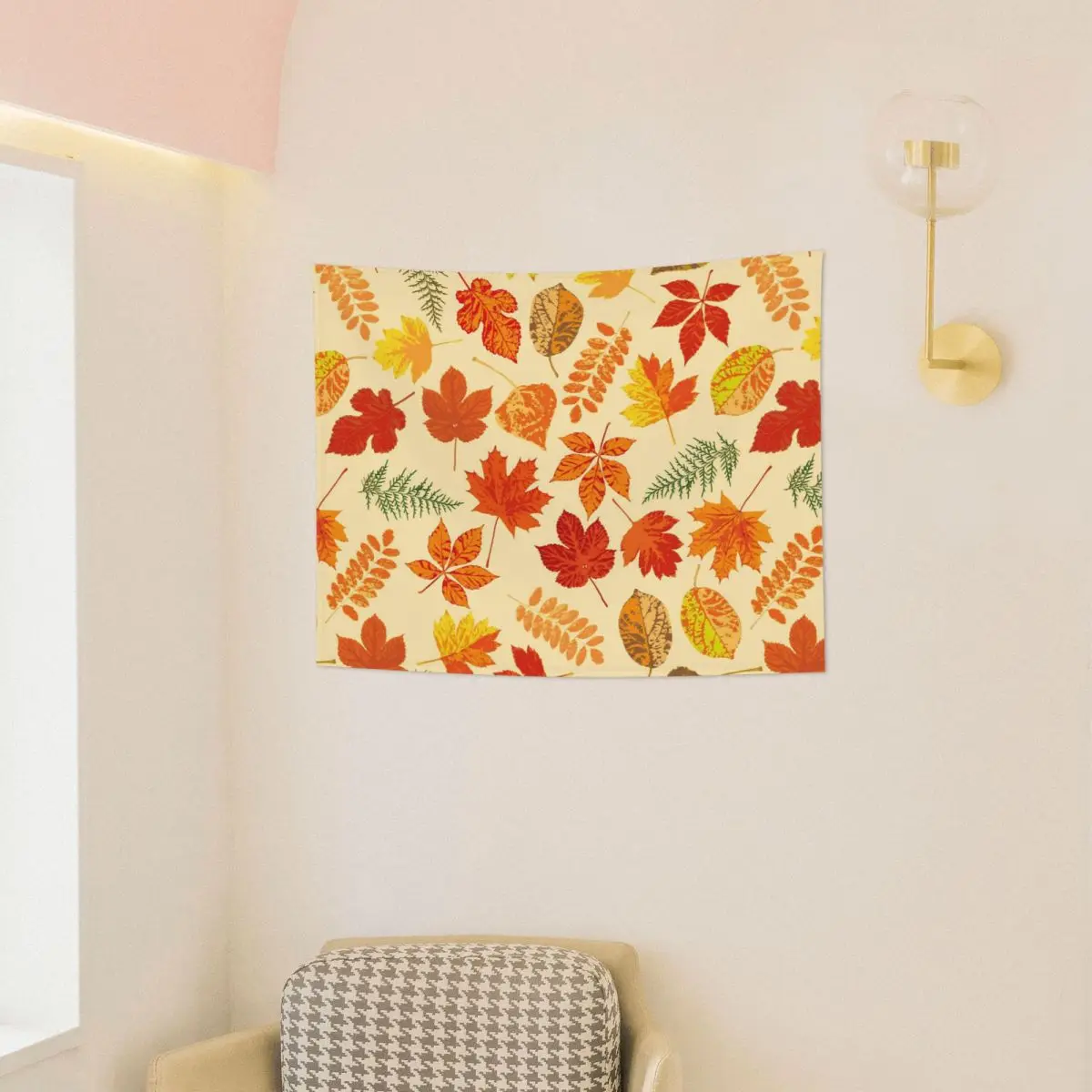 Maple Fallen Leaves Tapestry Wall Hanging Hippie Polyester Tapestry Colorful Fantasy Wall Blanket Room Decor 95x73cm