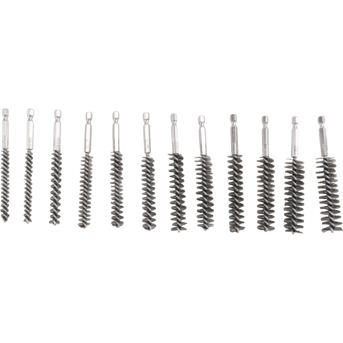 Stainless Steel Bore Brush Stainless Steel Bristles Wire Brush for Power Drill with Hex Shank Handle 12 Pcs