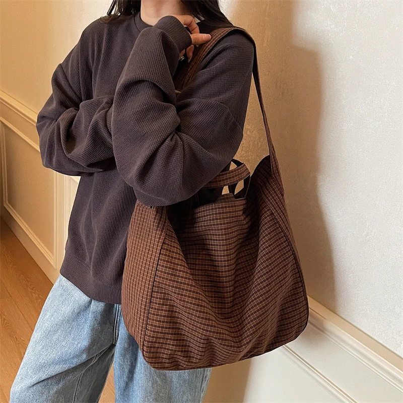 

Tiptoegirls осенне-зимняя женская сумка-тоут, городская дорожная сумка на плечо, популярная клетчатая мягкая удобная тканевая женская сумка, 4 цвета