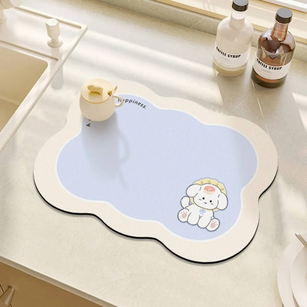 VIKAMA Super Absorbent Diatomite Drying Mat, Non-Slip Kitchen Counter Mat, Quick Dry Heat Resistant Table Pad for Home