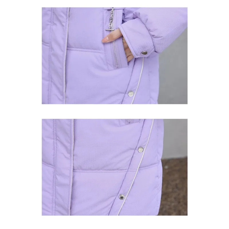 2023 New Women Down Cotton Coat Winter Jacket Female Mid Length Version Parkas Loose Thick Outwear Hooded Leisure Time Overcoat