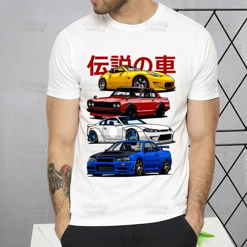 Japan Car Graphic Harajuku T-shirts Summer Men Hip Hop Initial D JDM Tshirt Japanese Nostalgic T Shirt Short Sleeve Top Tee