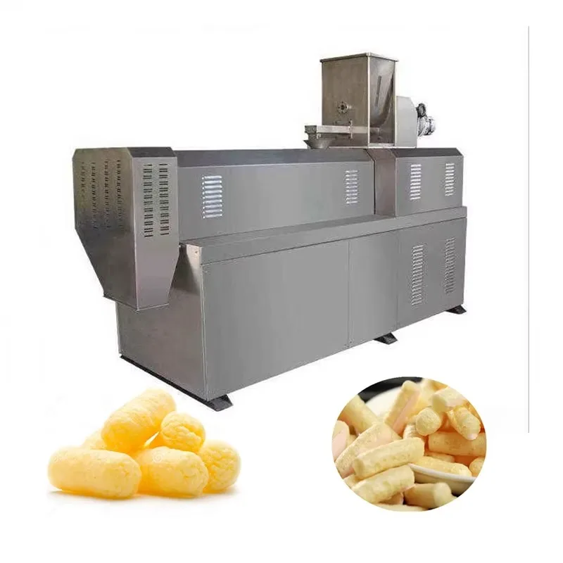 Corn Puff Extruder Machine Fried Popcorn Machine Industrial Production Line With Engine Motor Gearbox Stainless Steel Flour Mill