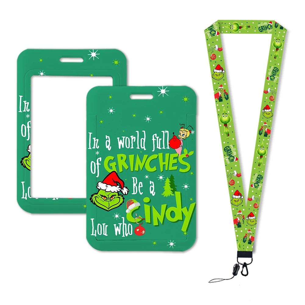 Hot Selling Merry Christmas Cartoon Character Badge Holder Id Card Bus Card Holder Lanyard Kids For Accessories Party Gifts