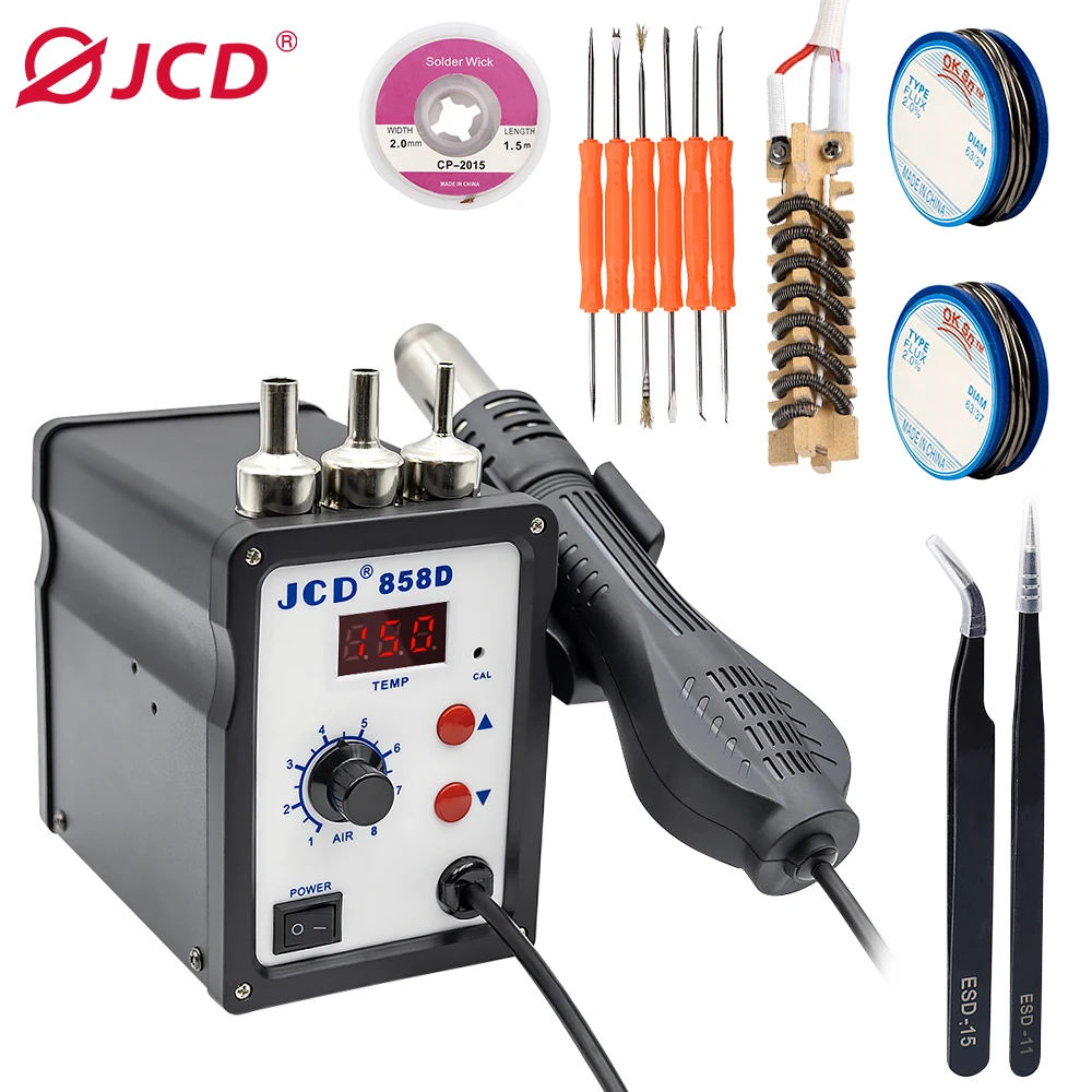JCD 858D 열풍기 750W BGA 리워크 솔더 스테이션 납땜 열풍기 스테이션 220V / 110V SMD SMT 용접 수리 도구