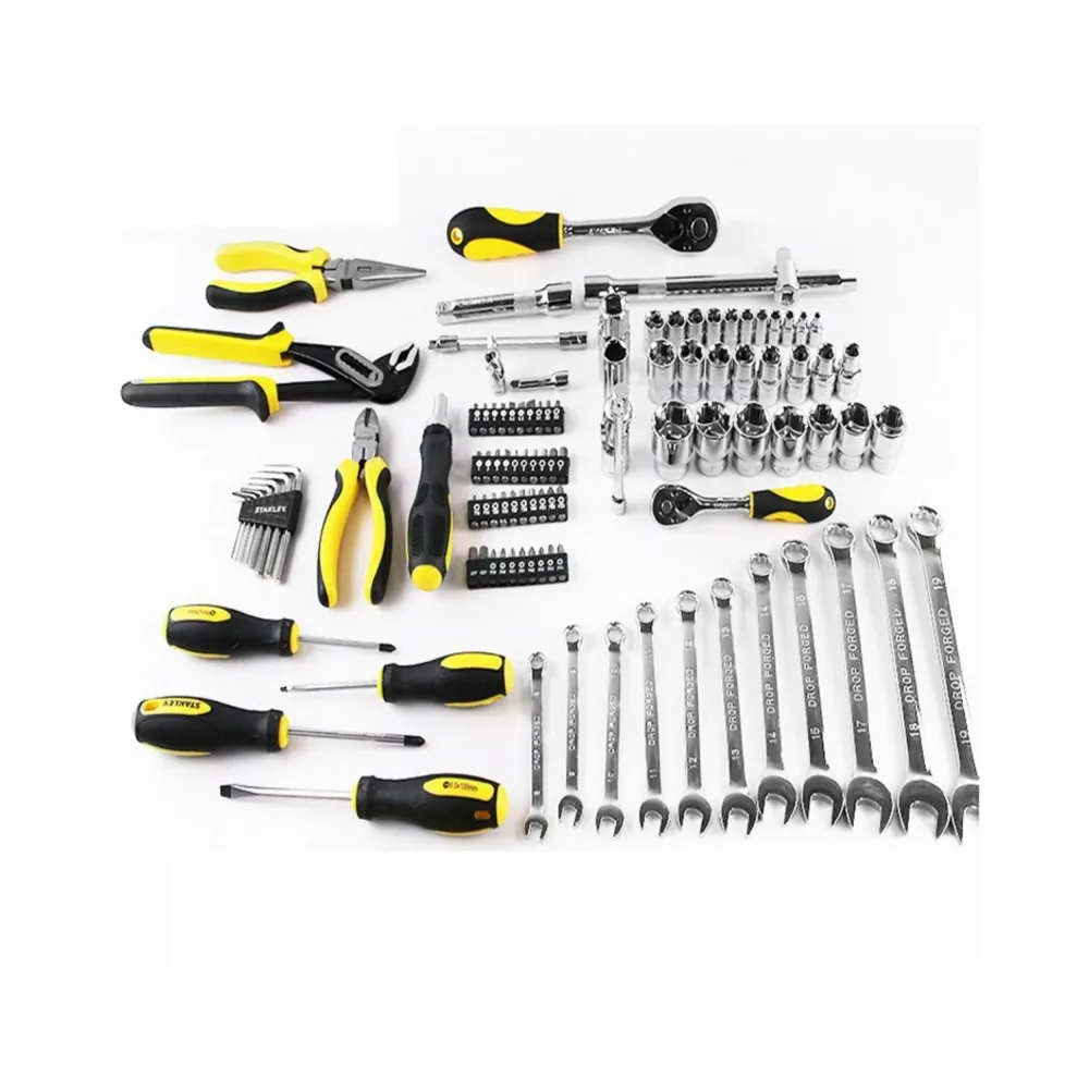 ชุดเครื่องมือช่างมืออาชีพสแตนลีย์ 110 ชิ้น ประกอบด้วยใบมีดตัด บิต ตัวล็อคแบบวงล้อ วัสดุเหล็กคุณภาพและพลาสติก