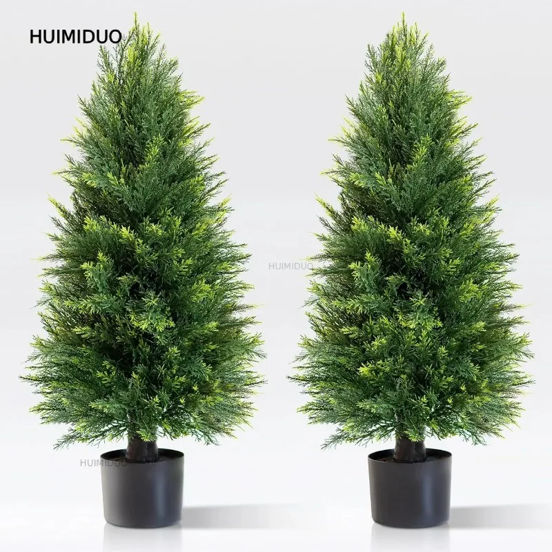 PE Pine and Cypress Christmas Tree 90CM Christmas Tree Two-colour Tender Yellow Pointed Tree Indoor Corridor Pool Outdoor Potted