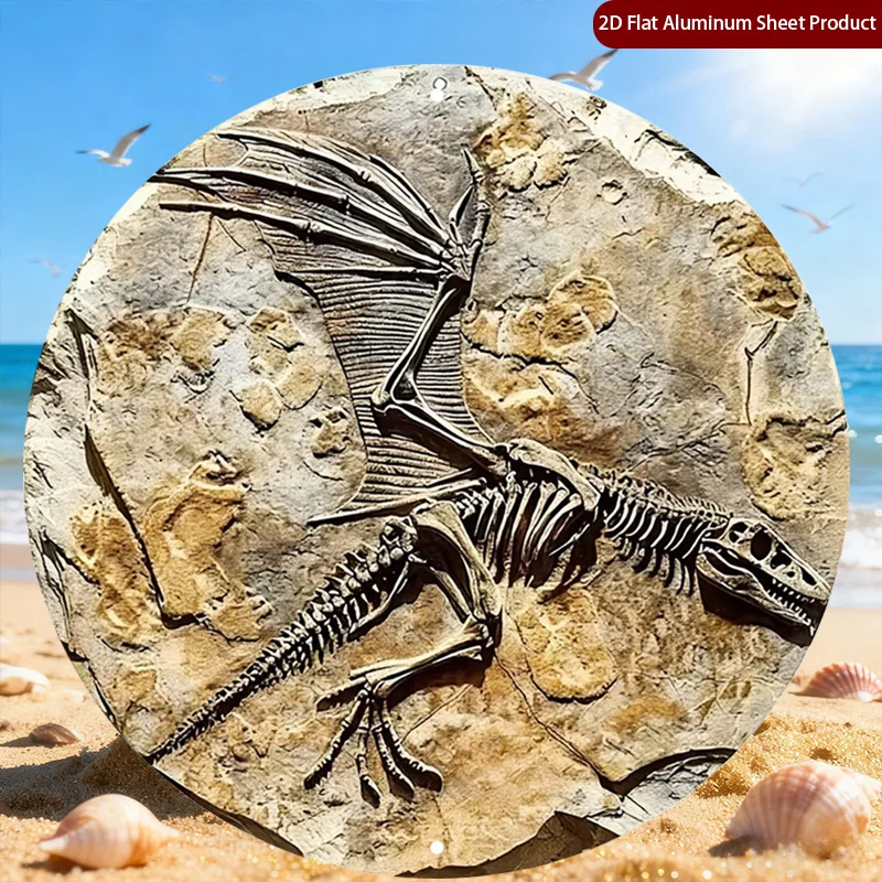CIFBUY Retro Pterodactyl Fossil Aluminum Wall Art Waterproof Rustproof Metal Decor for Home Bar Cafe Office Vintage Sign