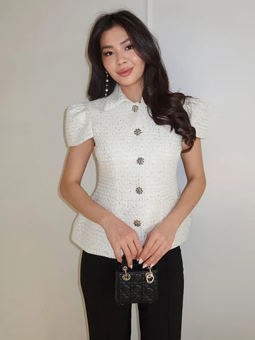 Женские однотонные твидовые топы Chin.Sweety