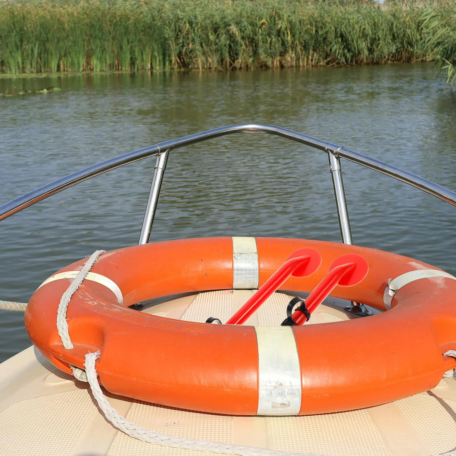 2Pcs Inflatable Life Buoy Tube Bright Red Durable Emergency Rescue Blow Tube for Life Jackets Inflation Accessory