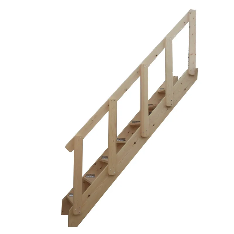 Solid wood straight single climbing Internet celebrity home folding ladder duplex wall fashion folding loft telescopic attic sta