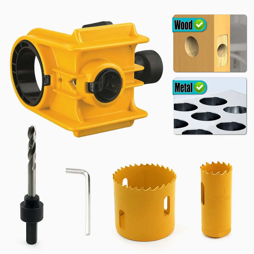 Ball Door Lock Installation Kit Wood Door Hole Saw Cutter Mortise Jig Set for Solid/Hollow Core Doors Fall