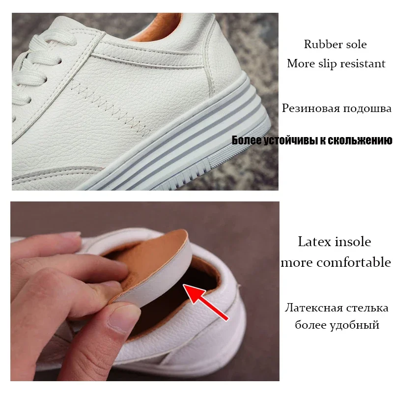 Fashion White Leather Women Chunky Sneakers White Shoes Lace Up Tenis Feminino Zapatos De Mujer Platform Women Casual Shoe