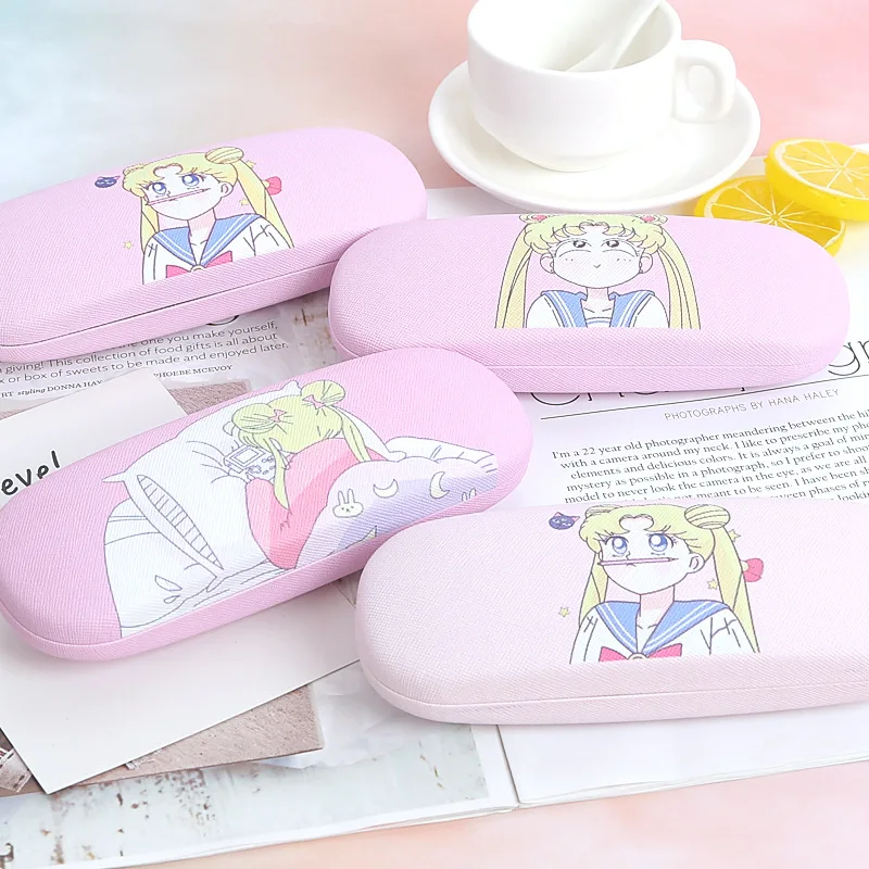 Creative ‌Sailor Moon‌ Glasses Box Cartoon Anime Print High-end Glasses Box Cute Portable Storage Box Holiday Gift for Girls