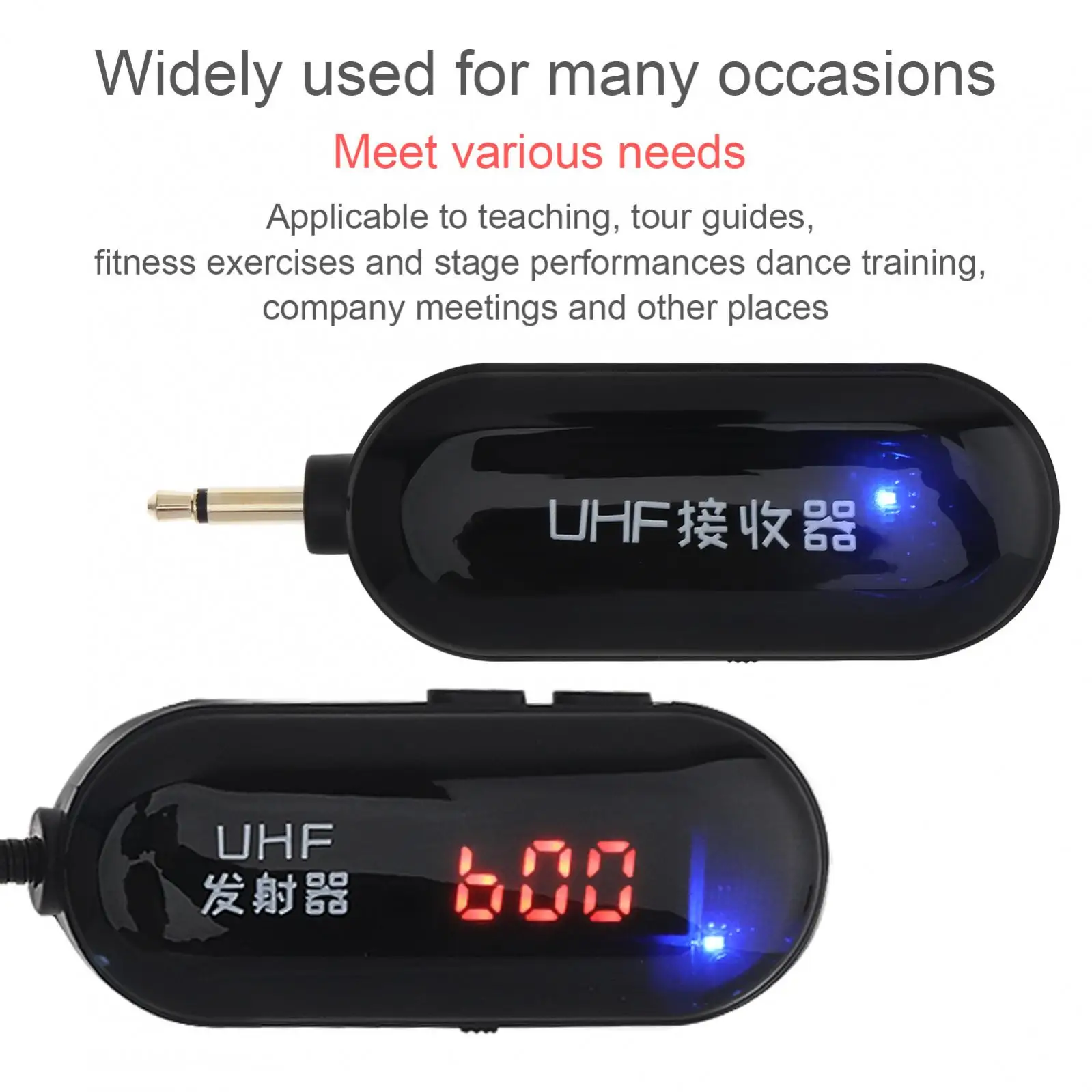 ชุดหูฟังไมโครโฟนไร้สายแบบถอดได้ไมค์รับส่งสัญญาณระยะทาง50ม. สำหรับเครื่องขยายเสียงสอนไกด์นำเที่ยว