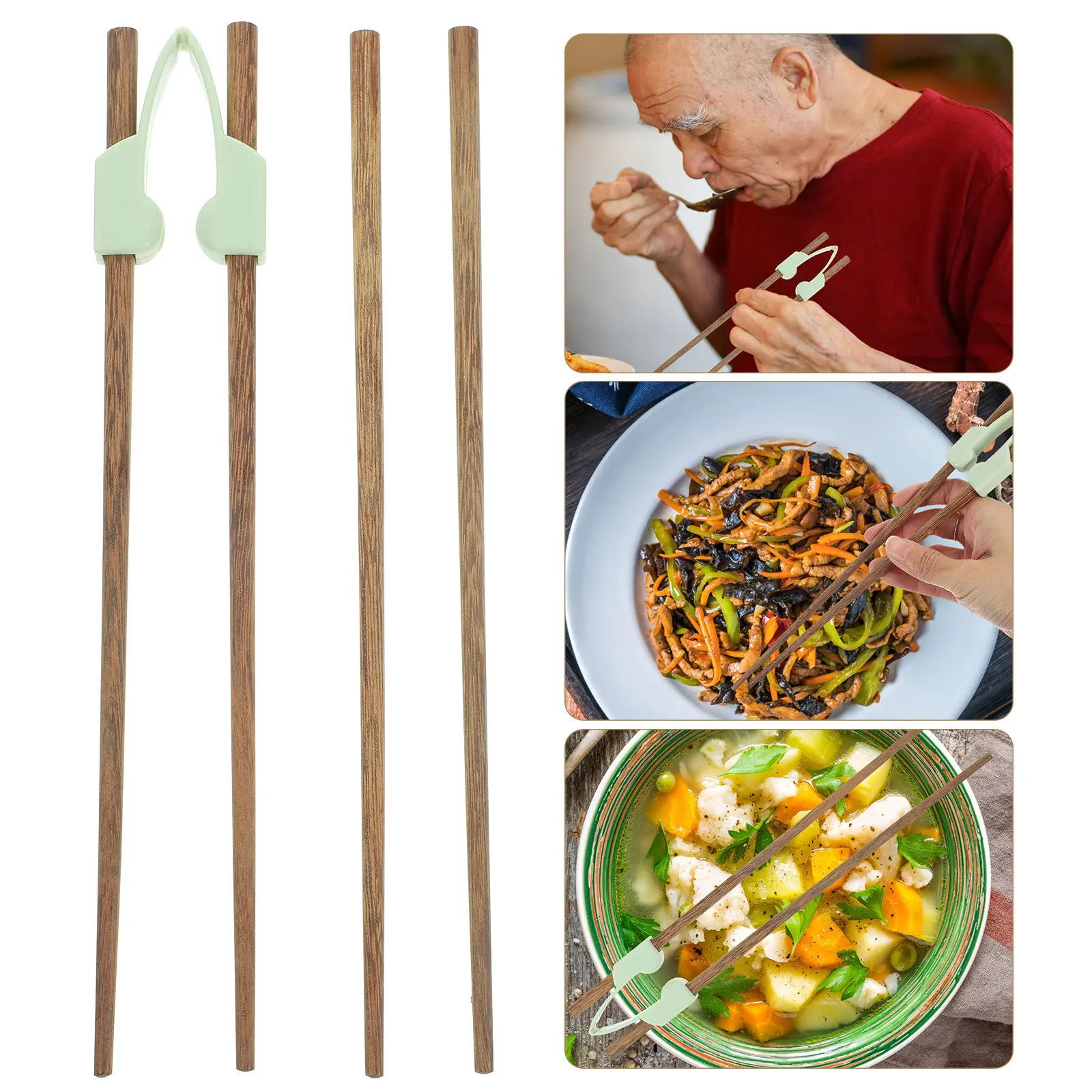 

1Set Elderly Helper Reusable Chopsticks Non-Slip Automatic Opening Easy Hold Training Chopsticks for Beginners Learning Practice