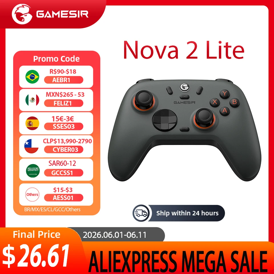 GameSir Nova 2 Lite Controlador Inalámbrico Multiplataforma para Switch, PC, Android e iOS