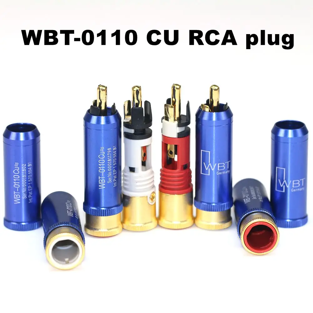 WBT-0110 Cu Pure Copper Gold Plated RCA plug HiFi Audio cable plug Lotus Socket RCA connector