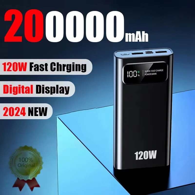VIVO 200000mAh LED Digital Display Power Bank High Capacity 120W Super Fast Charging Portable External Battery For IPhone Hpt