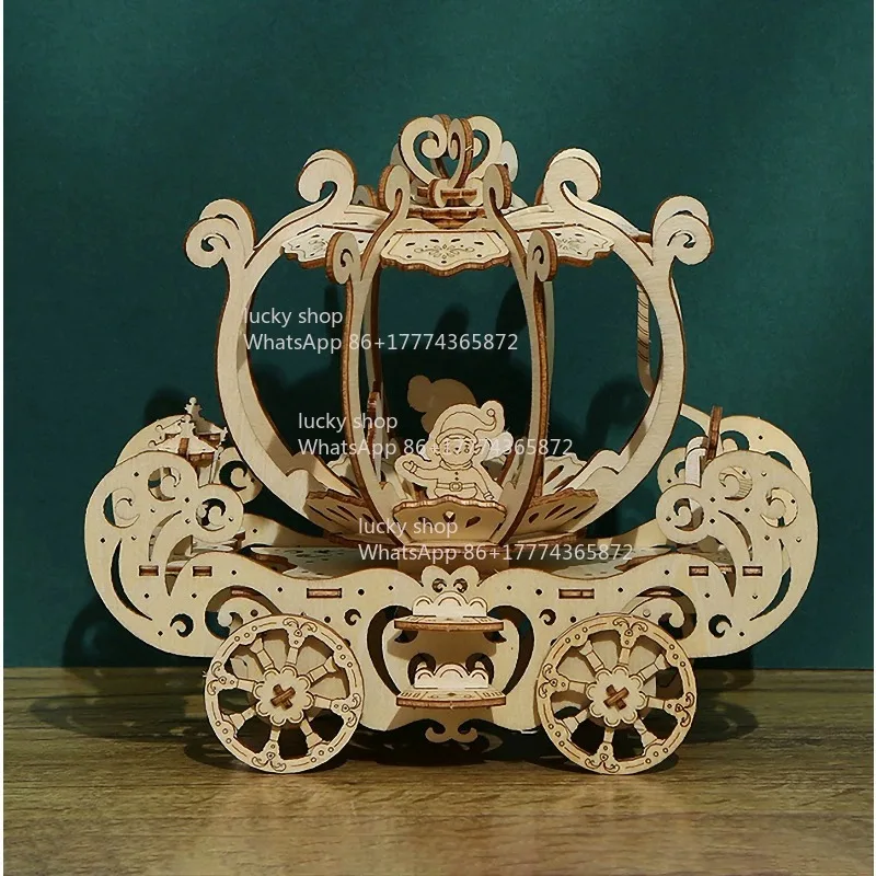 

Retro Pumpkin Car Wood Assembled Ornament, 3D Handcraft Decoration, Indoor Aesthetic Desktop Display Decor
