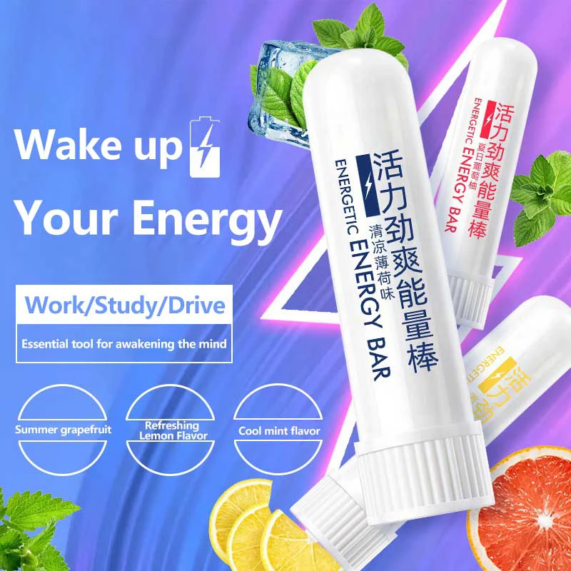 Palo de energía para menta/pomelo, aspiración Nasal, palo de respiración para la nariz, aromaterapia, inhalador Nasal, vaporizador energético, 5 uds.
