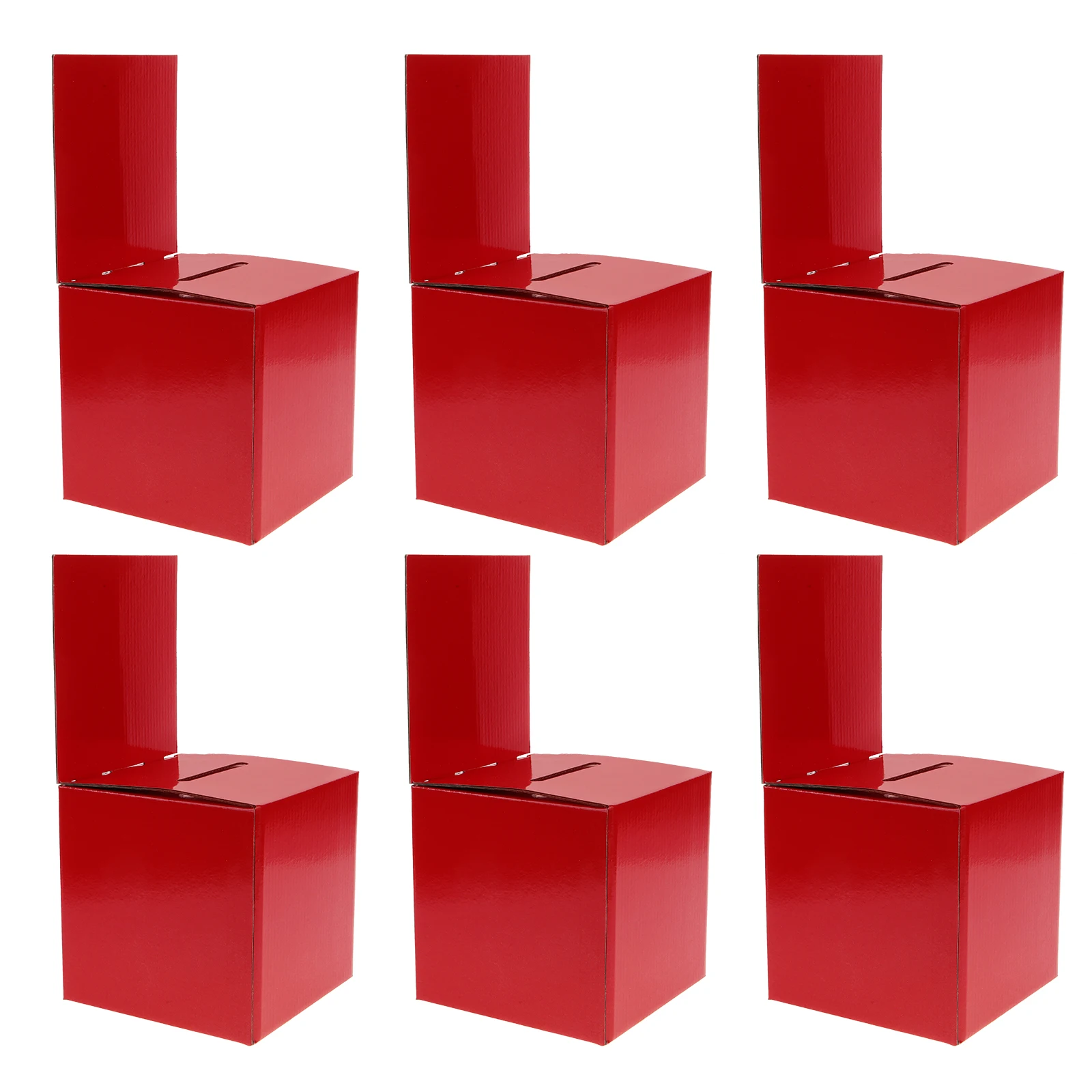 

6pcs Ballot Boxes Red Folding Paper Wedding Card Holder Gift Card Box Envelope Storage Donation Raffle Party Supplies
