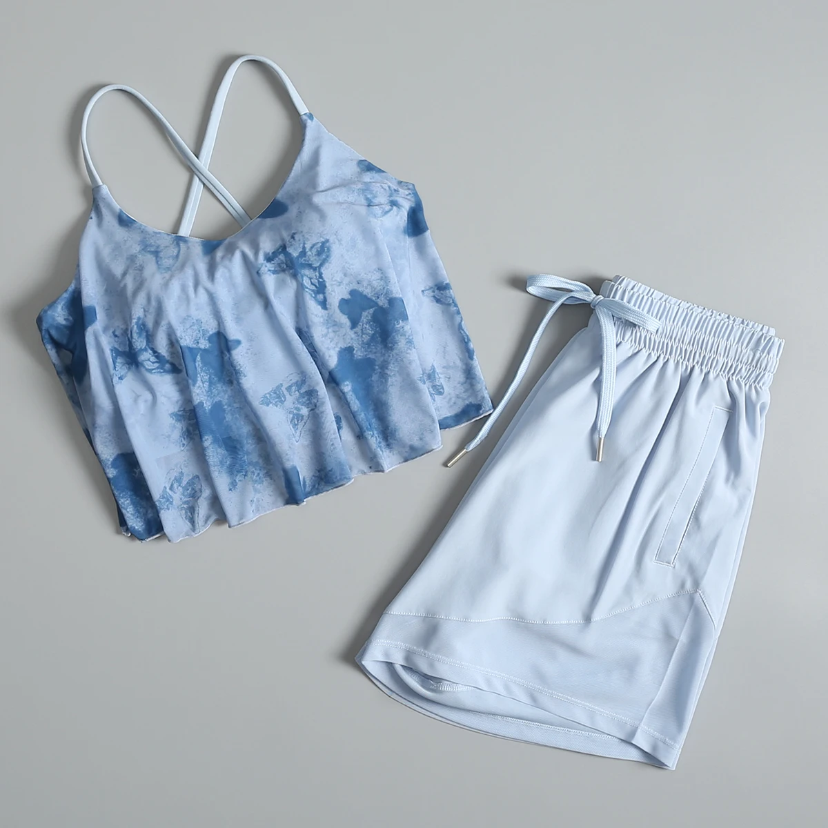 Ternos de yoga para mulheres no verão sexy fitness fino suspender colete de secagem rápida solto casual jogging shorts