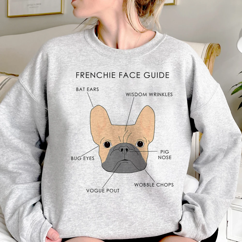 Sudaderas con capucha de Bulldog Francés para mujer, ropa de calle con gráfico harajuku, suéter gótico para mujer