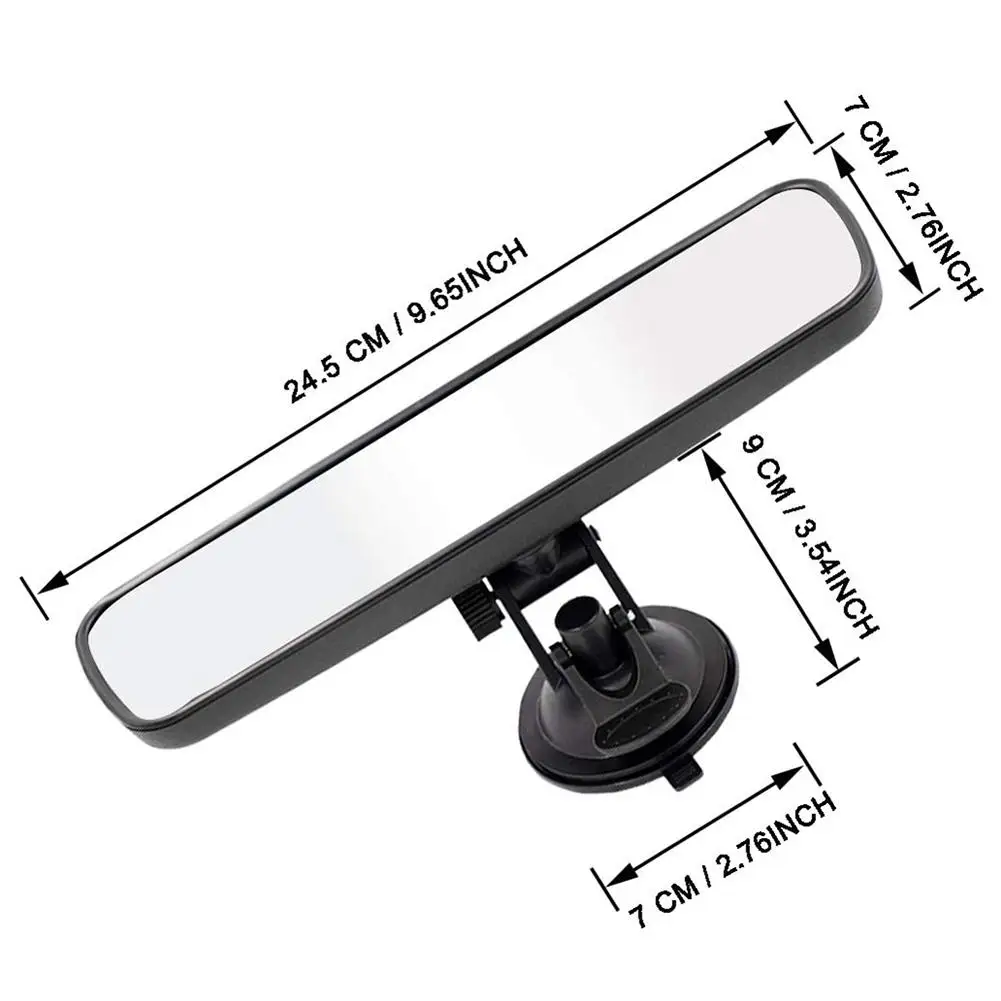 Non-slip Rear View Mirror 360 Degree Adjustable Super Suction Cup Curved Mirror Car Interior Clear Auxiliary Mirrors Universal