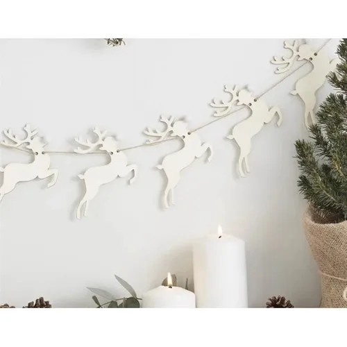 Partifabrik Christmas Theme Running Deer Wood Wall Decor